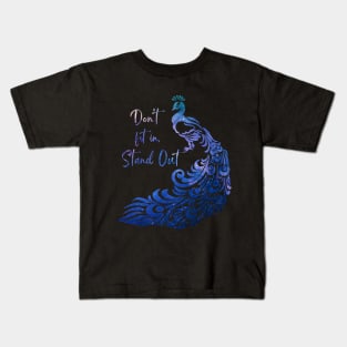 Dont fit in, stand out - cosmic peacock double exposure art Kids T-Shirt